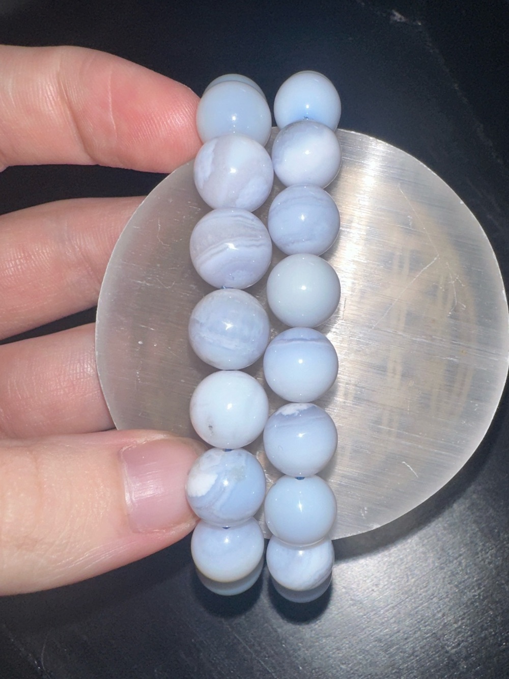 Blue Lace Agate Beaded Stretch Bracelet!